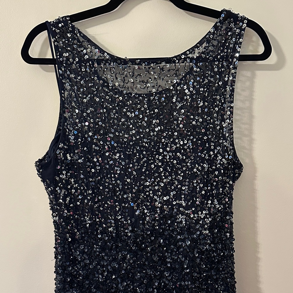 Adrianna Papell Midnight Navy Blue Sequin Mini Dress